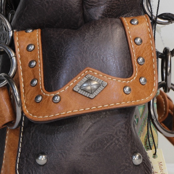 Montana West Concealed Carry Brown Aztek Western Tooled Leather Purse NWT - Picture 9 of 9